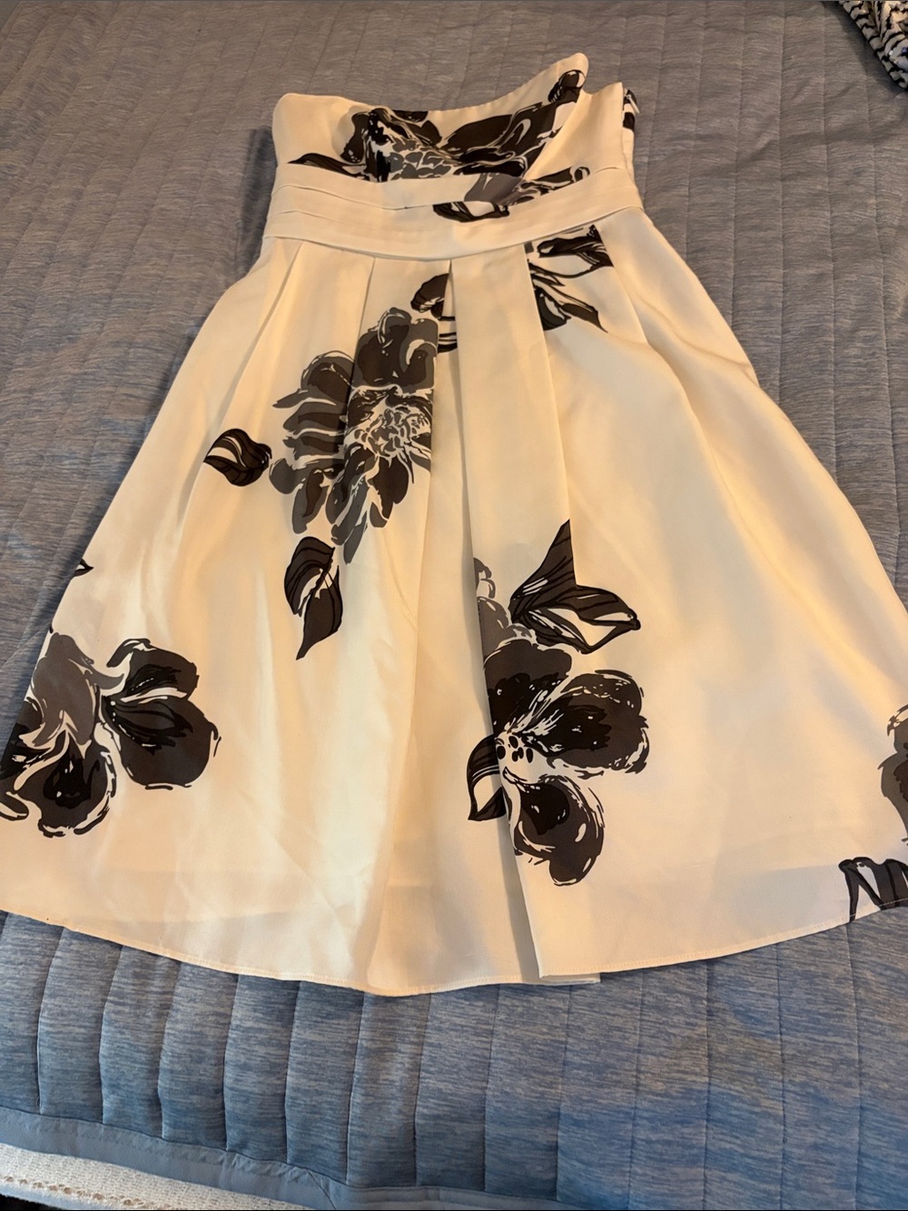 Ann Taylor Petites Light Blue Textured Bodice Dress with Cream Lining